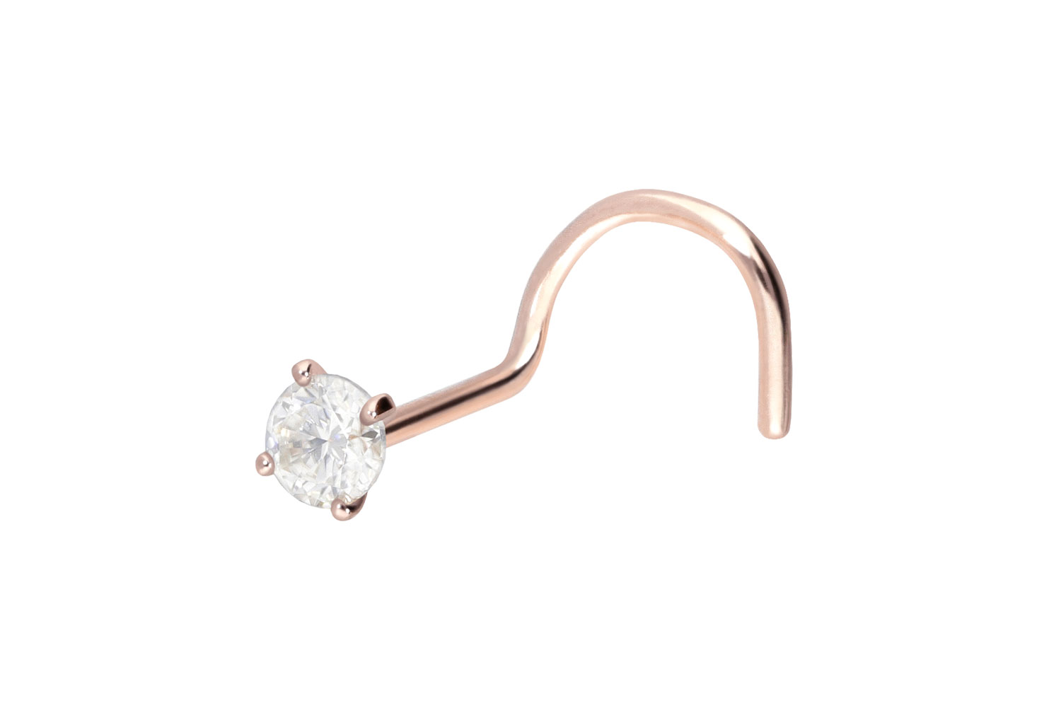 14/18 Karat Gold Nasenstecker Nasenpiercing Spirale EINGEFASSTER MOISSANIT